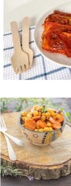 Tofu en salsa de tomate y Garbanzos agridulces